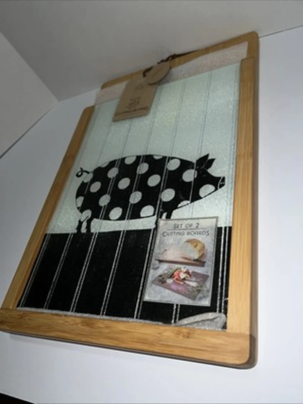 Demdaco By Design Pig Slice & Serve 2 in 1 Cutting Board Bamboo Board Glass
